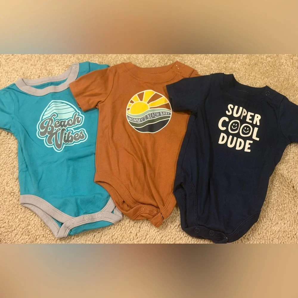 Garanimals Teal, Orange, and Navy Bodysuit Trio